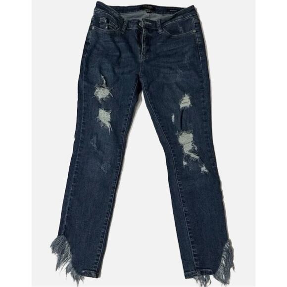 Judy Blue Medium Wash Shark Bite Rough Hem - MEDIUM BLUE DENIM - Picture 1 of 9